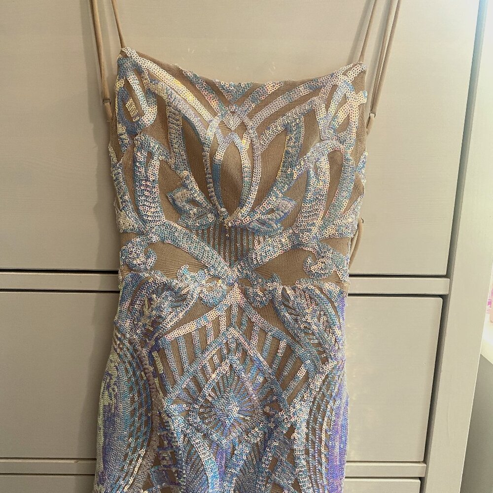 NWOT Strappy Dress in Nude Iridescence LUCY IN THE SKY